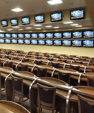 The simulcast theater at Penn National Race Course