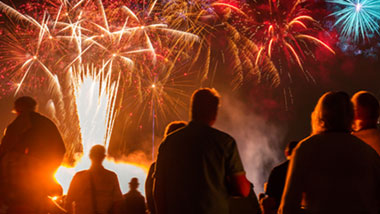 crowd watching fireworks